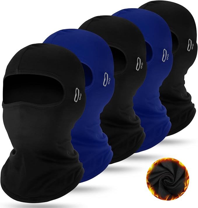 Suhine 5 Pcs Winter Balaclava Ski Mask Windproof Thermal Full Face Mask Cold Weather Balaclava with Reflective Stripe