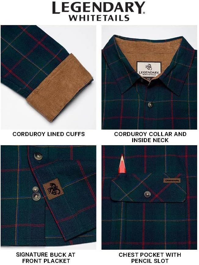 Legendary Whitetails Men's Flannel Shirt Long Sleeve Button Down 100% Cotton