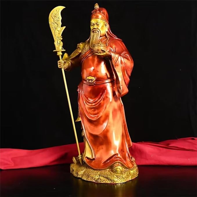 burid Pure Copper Chinese Feng Shui Guan Gong Statue God of Wealth Home and Office Decoration Wu God of Wealth Guan Yu Statue Best Furnishings Gifts