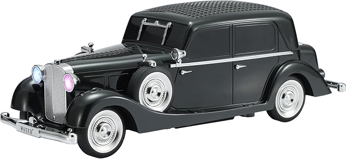 Vintage Car Bluetooth Speaker, Retro Classic Model with Powerful Sound, Built-in Mic, TWS Dual Pairing, Multi-Interface Output, Portable Wireless Outdoor Speaker for Parties & Beach (Black)
