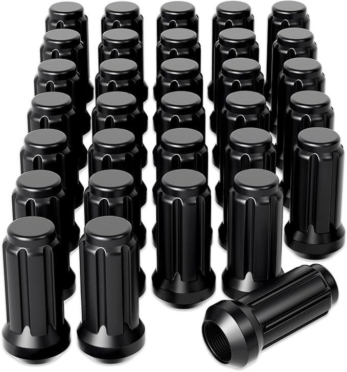 Orion Motor Tech 9/16-18 Wheel Lug Nuts 32 Pack, Black 9/16 x 18 Trim Lug Nuts 2 inches Tall Spline Drive Cone Seat Compatible with Dodge 1994-2011 Ram 2500 3500 Aftermarket Wheel 8x6.5 5x5.5