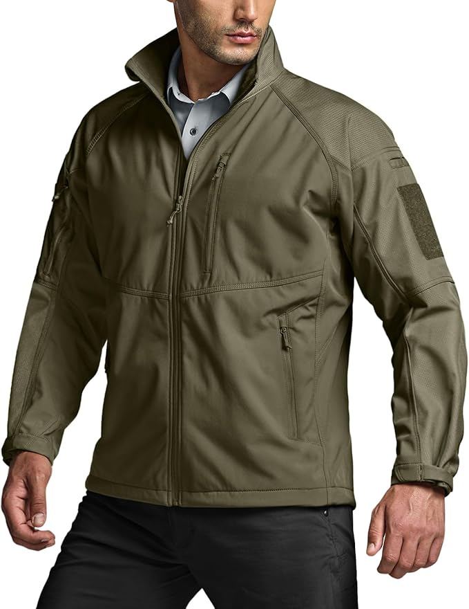 CQR Men's Tactical Softshell Jacket, Winter Warm Fleece Lined Coat, Water Resistant Outdoor Hunting Hiking Rain Windbreaker