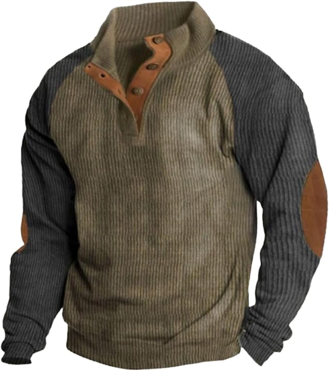 Western Sweatshirts for Men Aztec Retro Pullover Quarter Zip Sweatshirt Mens Stitching Color Fleece Sweatshirt
