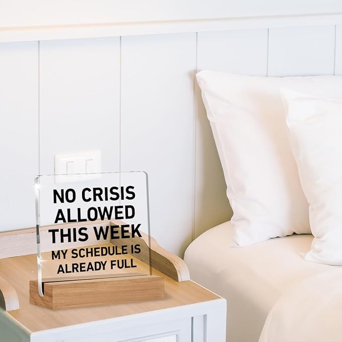 Boss Day Gifts, Cool Gifts for Bosses Women Men, Funny Boss Gift for Manager Coworker, No Crisis Allowed This Week Office Decorative Signs Plaque for Desk