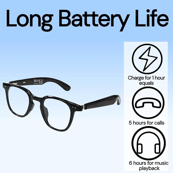 Smart Bluetooth Glasses, Sunglasses with UV and Blue Light Protection, AI Real-time Translation with 140 languages, Touch Control, Music & Call for Athletic/Outdoor, Unisex (Black)