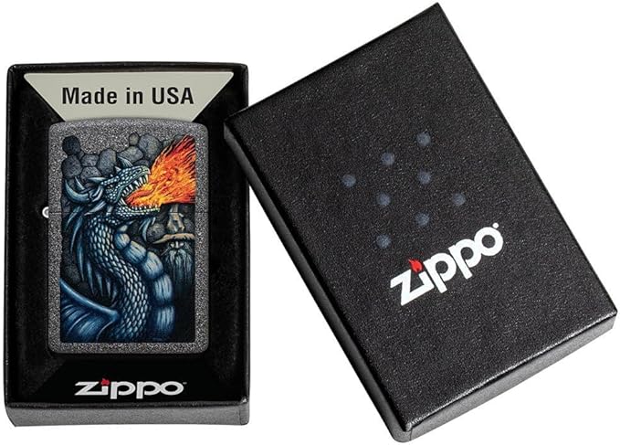 Custom Personalized Classic Dragon Designs Zippo Windproof Lighter Engraving - Christmas, Halloween & Valentines Day Gift (Iron Stone)