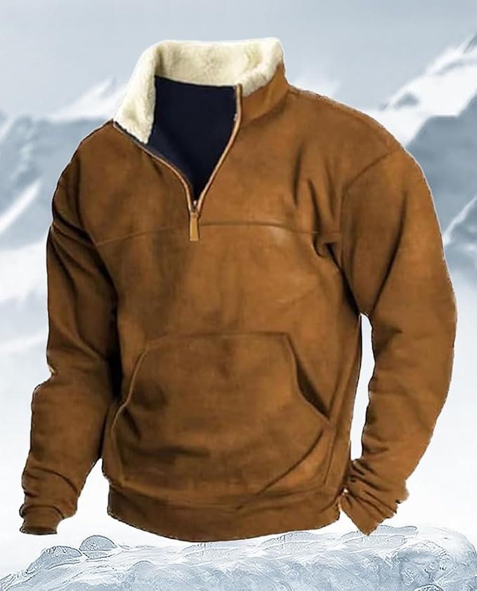 Western Sweatshirts for Men Aztec Retro Pullover Quarter Zip Sweatshirt Mens Stitching Color Fleece Sweatshirt
