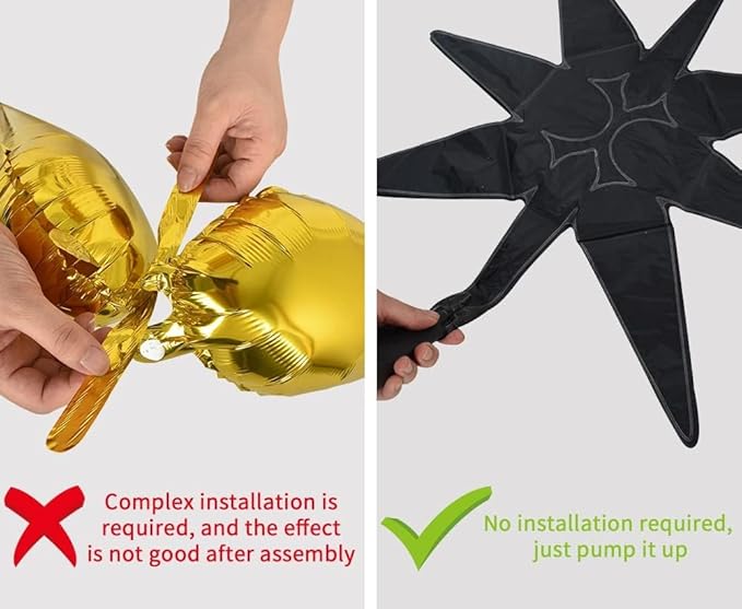 TONIFUL 8 Pcs Black Silver Star Balloons Large Explosion Star Mylar Decorations for Party Backdrop Christmas New Year Birthday Wedding Baby Shower Anniversary Photo Booth Supplies