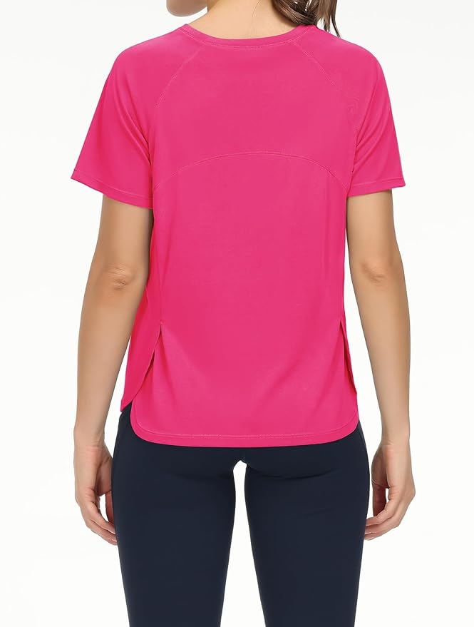 THE GYM PEOPLE Women's Short Sleeve Workout Shirts Breathable Yoga T-Shirts with Side Slits Athletic Tee Tops