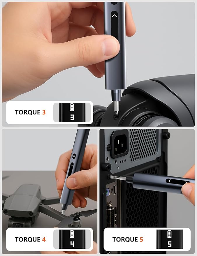 Mini Electric Screwdriver Set, Small Electric Precision Screwdriver with 5 Torque Levels, Max 0.75N.m, 500mAh Battery, 50-in-1 Cordless Power Screwdriver Kit for Laptop, Phone & Electronics Repair