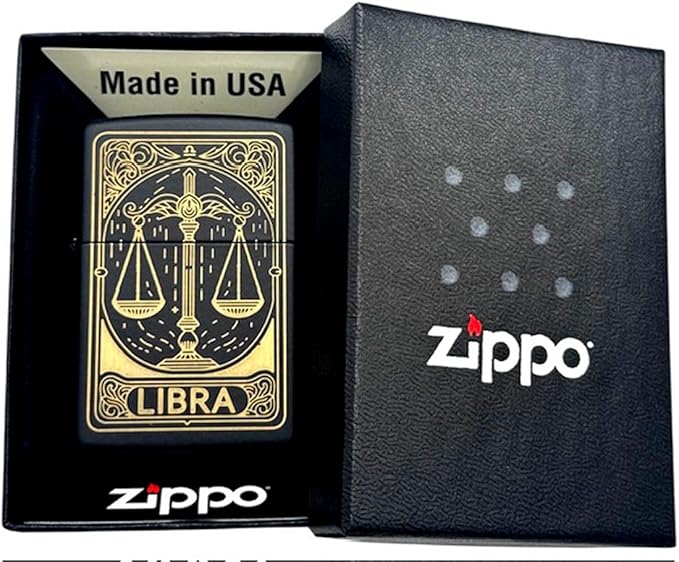 Zippo Lighter - Personalized Custom Message Engraved on Backside Zodiac, Horoscope Signs (Libra)