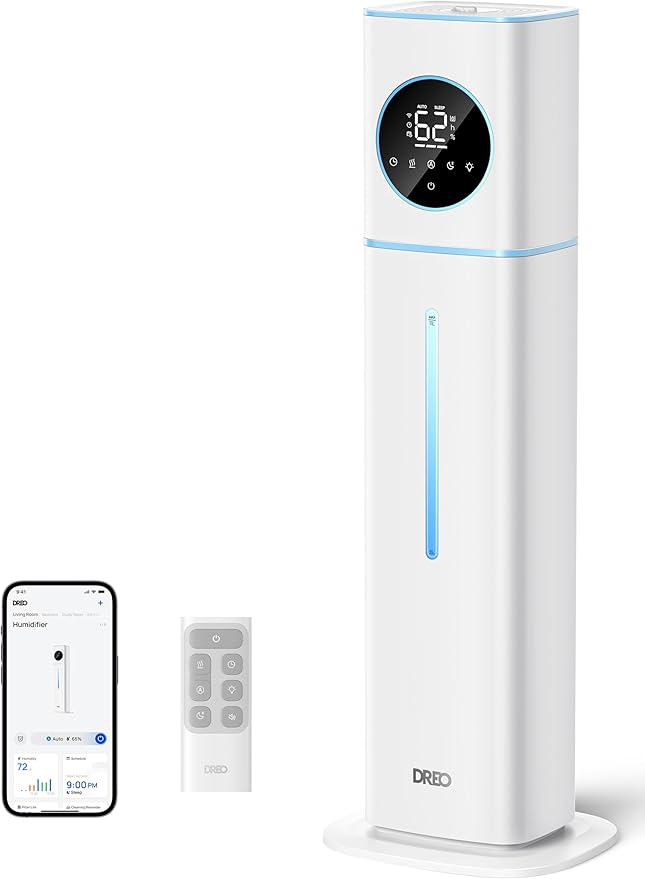 DREO HM735S 11L Smart Humidifier Large Room 700 ft², 100H Cool Mist Air Humidifiers for Bedroom, Top-Fill, Clean Tank Technology, 26dB, Auto Mode, Aroma Box, RGB, Remote & APP Control, Baby, Blue