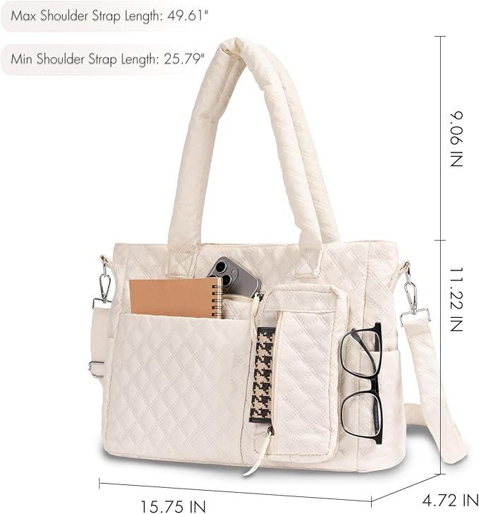 Tote Bag for Women Purses and Weekender Bags Quilted Shoulder Bags 2PCS with Zipper