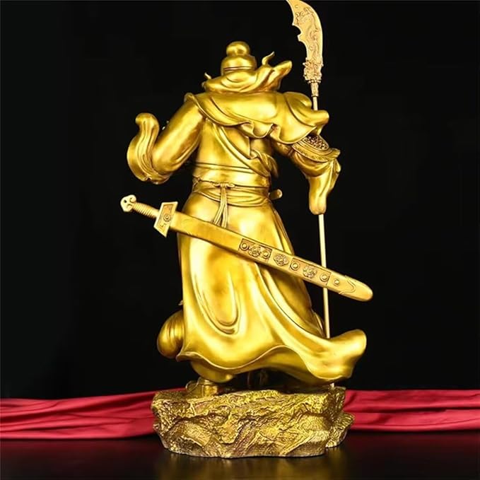 burid Pure Copper Chinese Feng Shui Guan Gong Statue God of Wealth Home and Office Decoration Wu God of Wealth Guan Yu Statue Best Furnishings Gifts, 41*18*62CM，9.5KG
