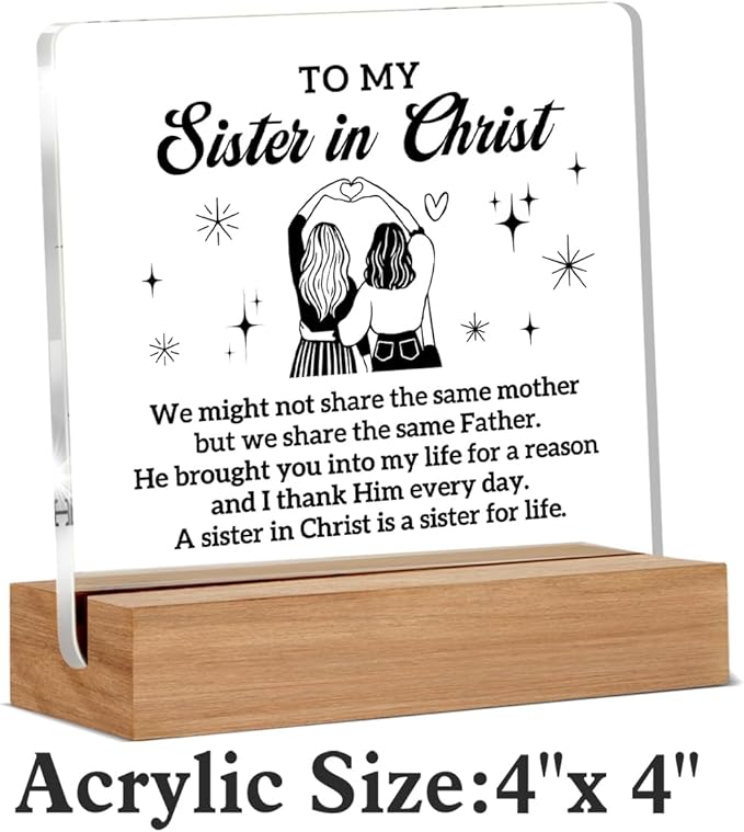 Christian Sister Gifts for Women, Sister in Christ Gifts for Friends Besties, Secret Sisters Gift, Sisters in Christ Home Decorative Signs Plaque for Desk