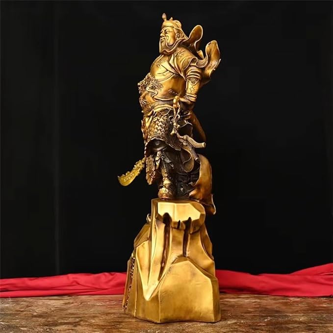 burid Pure Copper Chinese Feng Shui Guan Gong Statue God of Wealth Home and Office Decoration Wu God of Wealth Guan Yu Statue Best Furnishings Gifts