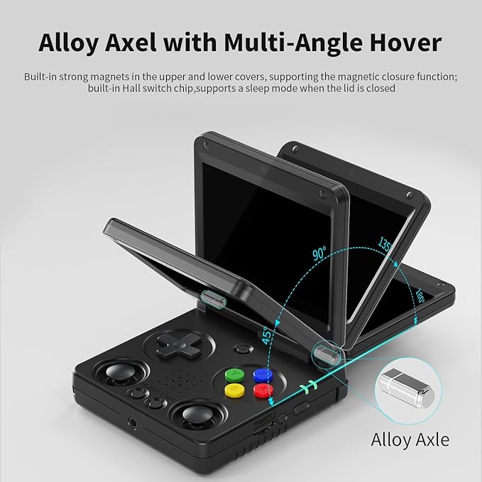 RG34XXSP Retro Handheld Game Console RG34XX SP Retro Gaming Console with 64G Preloaded 5000+ Games,3300 mAh Battey,Portable Pocket Arcade Support 30+ Simulators 5G WiFi Bluetooth HD Black