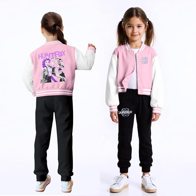 HUEAHDOU Demon Movie Hunters Unisex Kids Cute Cartoon Hoodie Set Kids Casual Long Sleeve Pullover Sweatshirt and Pants Set