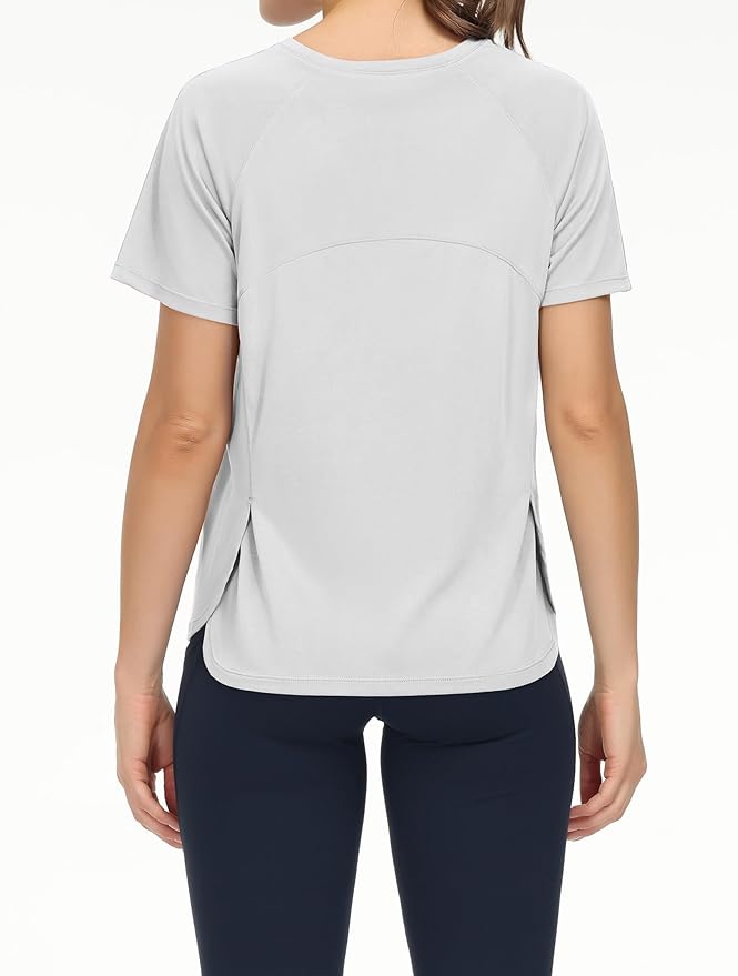 THE GYM PEOPLE Women's Short Sleeve Workout Shirts Breathable Yoga T-Shirts with Side Slits Athletic Tee Tops