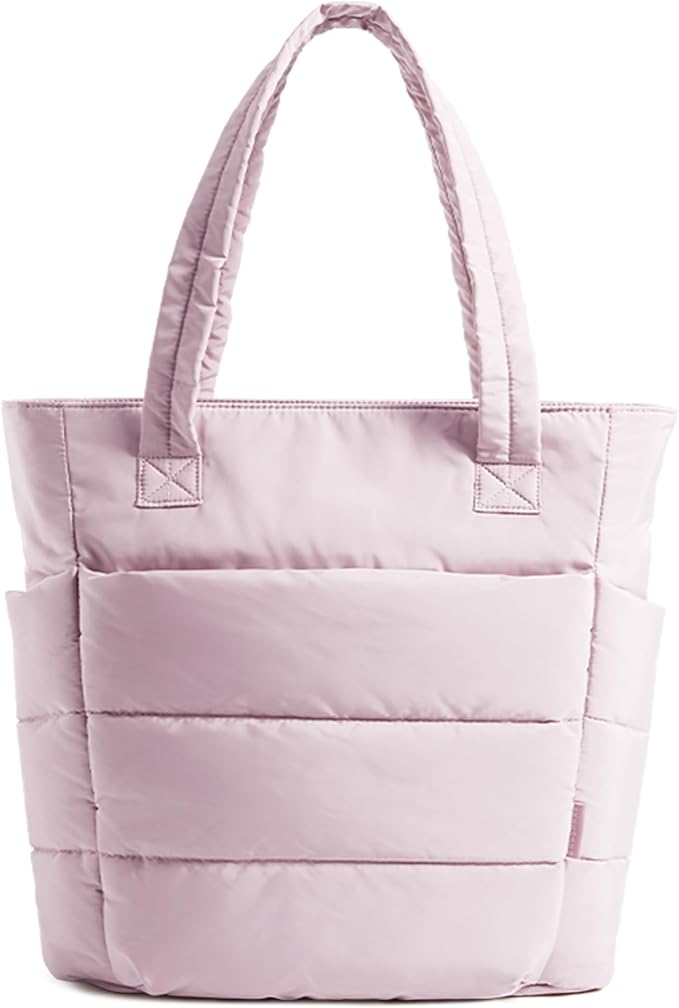 BAGSMART Tote Bag for Women, Lightweight Puffy Tote Bag with Compartments Shoulder Bag Handbag for Travel, Work, Gym | Puffy, Lightweight, for Travel, Quilted, Tote Bag with Compartments, Work