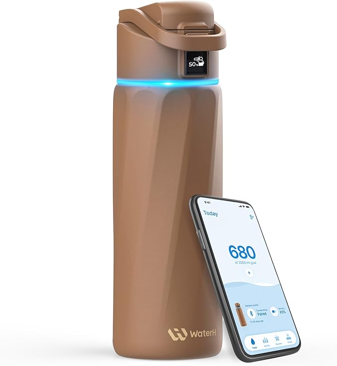 BOOST Smart Water Bottle that Reminds You to Drink, 24oz BPA-Free Stainless Steel Vacuum Insulated Bottle, Wide Mouth Water Tracker Bottle with APP, Ideal Gift for Christmas, New Year