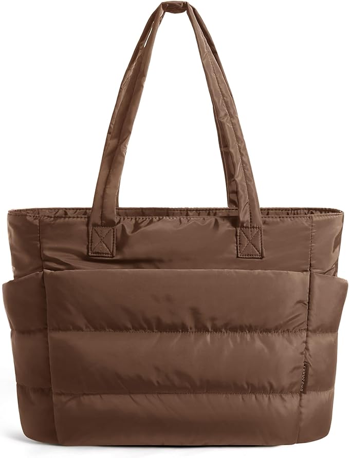 BAGSMART Tote Bag for Women, Lightweight Puffy Tote Bag with Compartments Shoulder Bag Handbag for Travel, Work, Gym | Puffy, Lightweight, for Travel, Quilted, Tote Bag with Compartments, Work