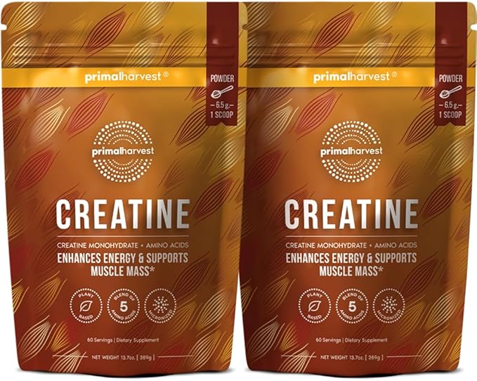 Primal Harvest Creatine Powder Supplement for Men and Women's Fitness, Workouts, and Muscle Growth, to Help Promote Recovery, Strength, Energy, and Endurance (2)