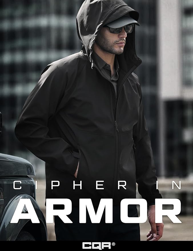 CQR Men's Tactical Softshell Jacket, Winter Warm Fleece Lined Coat, Water Resistant Outdoor Hunting Hiking Rain Windbreaker