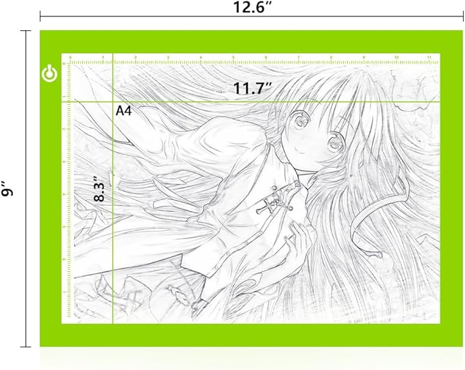 LitEnergy Portable A4 LED Copy Board Light Tracing Box, Green Ultra-Thin Adjustable USB Power Artcraft LED Trace Light Pad for Tattoo Drawing, Streaming, Sketching, Animation, Stenciling