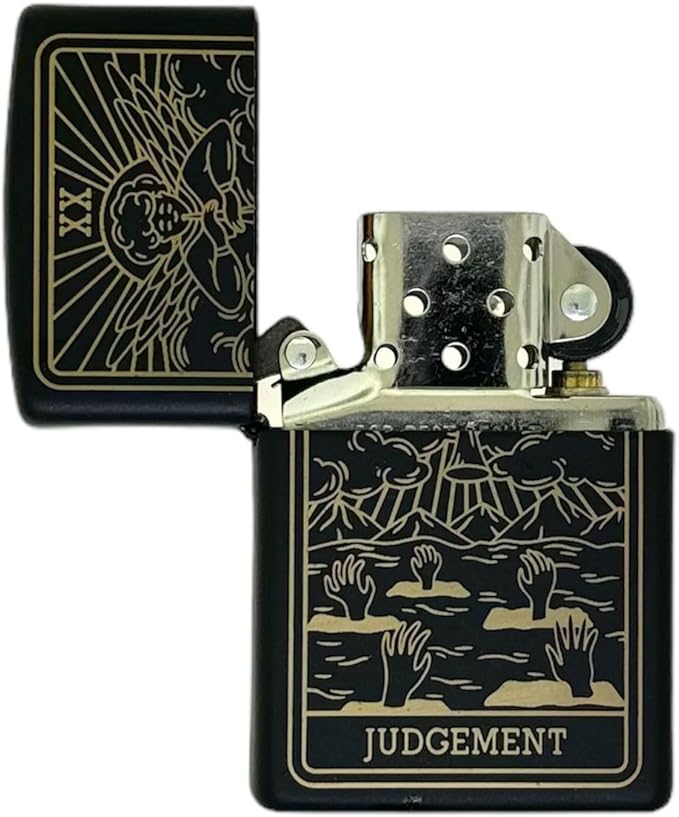 23 Custom Tarot Card - Major Arcana Card Laser Engraved Zippo Black Matt Windproof Lighter (Judgement)