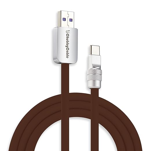 chubbycable Chubby 2.0 USB C 120W Fast Charging Cable Silicone Soft Durable USB C Cable Extra Thick Charger Cord Compatible with iPhone 17-15 Series iPad, Chocolate, USB-A to Type-C, 6.6FT