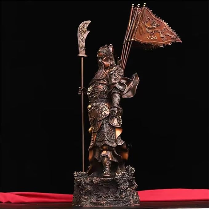 burid Pure Copper Chinese Feng Shui Guan Gong Statue God of Wealth Home and Office Decoration Wu God of Wealth Guan Yu Statue Best Furnishings Gifts, 26*21*65CM，10.0KG