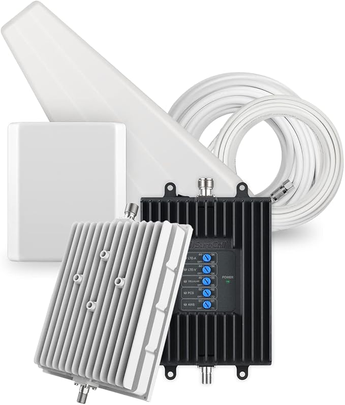 SureCall Fusion4Home Max | Most Powerful 5G/4G Cell Phone Signal Booster for Home | Best-in-Class Extended Range Technology | All-Carrier Verizon AT&T T-Mobile US Cellular | FCC Certified USA Company