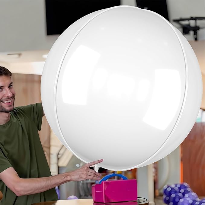 50 Inch Giant White Round Foil Balloons, 3Pcs Matte White 4D Ball Balloons for Birthday Graduation Wedding Anniversary Baby Shower Engagement Bridal Shower Party Decorations