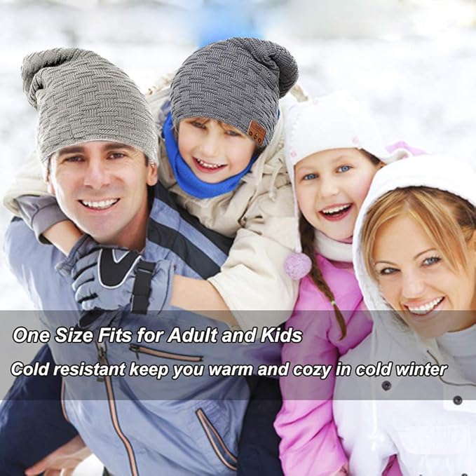 Wireless Hat Music Beanie with Headphones Smart Beanie Headset Winter Hats Warm Musical Cap 5.0 Headphone Built-in Mic Handsfree for Skiing Skateboarding Jogging for Men Women Boys Girls Dark Grey