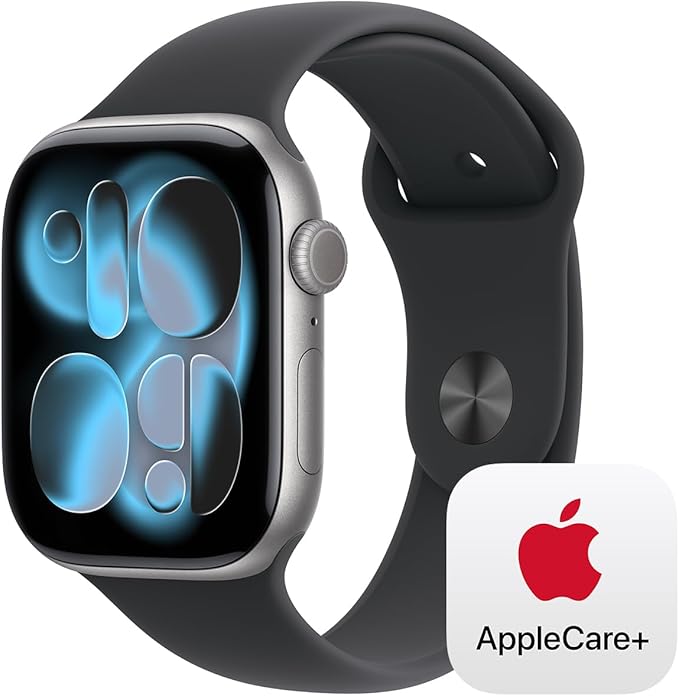Apple Watch Series 11 [GPS + Cellular 46mm] Smartwatch with Space Grey Aluminium Case with Black Sport Band - M/L. Sleep Score, Fitness Tracker, Health Monitoring with AppleCare+ (2 Years)