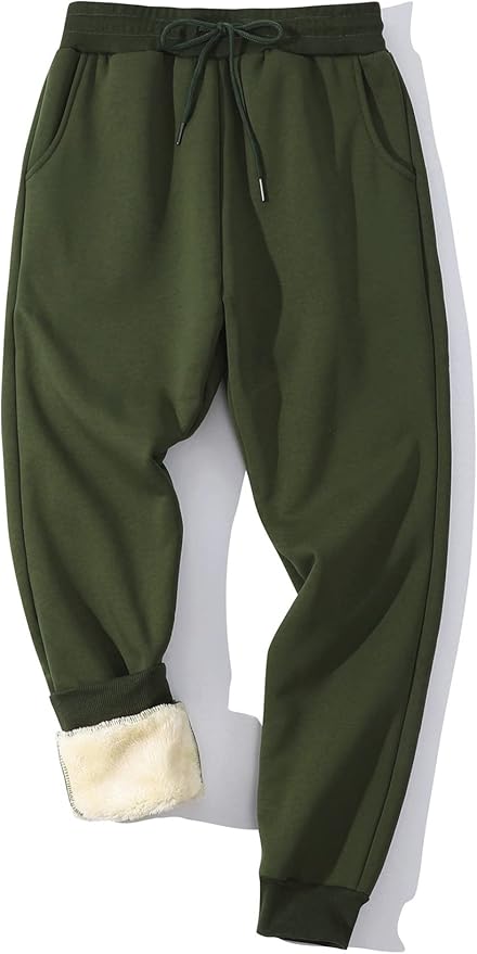 Gihuo Men's Winter Fleece Pants Sherpa Lined Sweatpants Active Running Jogger Pants