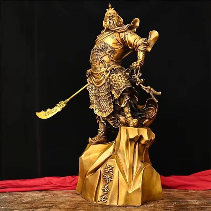 burid Pure Copper Chinese Feng Shui Guan Gong Statue God of Wealth Home and Office Decoration Wu God of Wealth Guan Yu Statue Best Furnishings Gifts