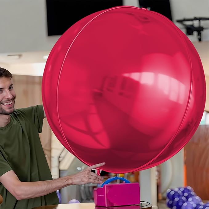 50 Inch Giant Burgundy Red Round Foil Balloons, 3Pcs Metallic Deep Red 4D Ball Balloons for Birthday New Year Eve Wedding Engagement Graduation Anniversary Party Decorations 2026