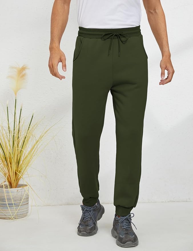 Gihuo Men's Winter Fleece Pants Sherpa Lined Sweatpants Active Running Jogger Pants