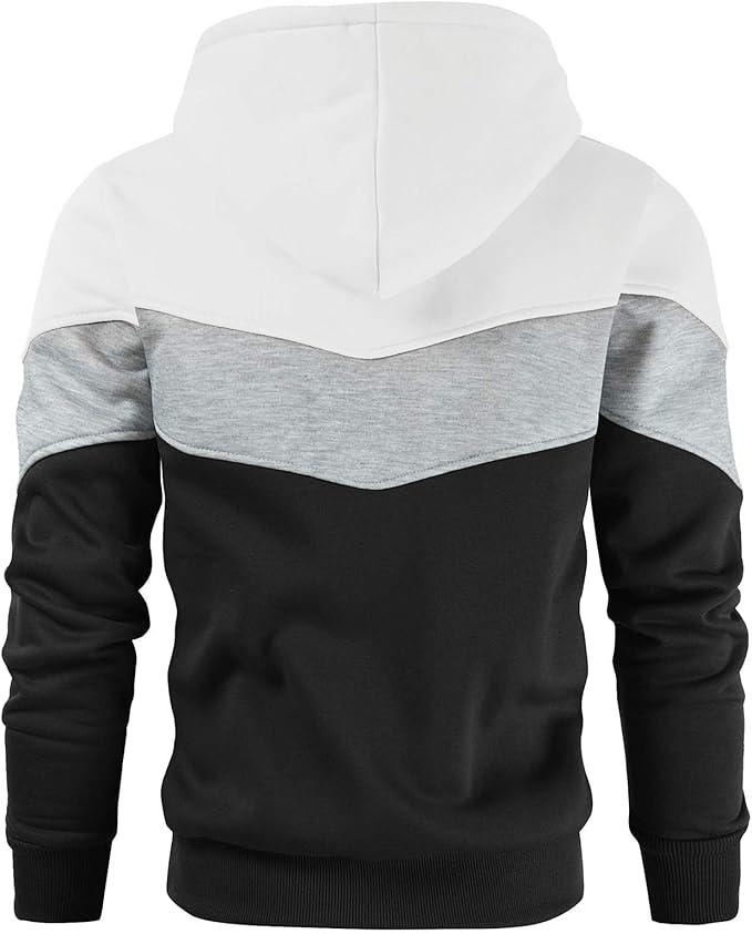 Gesean Men's Novelty Color Block Pullover Fleece Hoodie Long Sleeve Casual Sweatshirt with Pocket