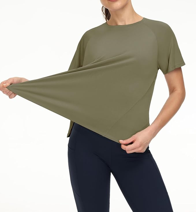THE GYM PEOPLE Women's Short Sleeve Workout Shirts Breathable Yoga T-Shirts with Side Slits Athletic Tee Tops
