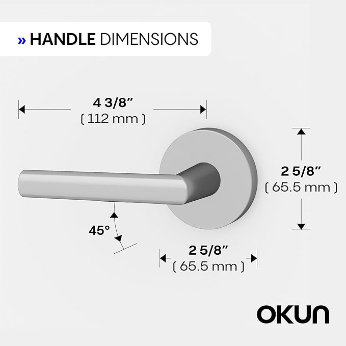 Okun Stark 6-Pack Chrome Passage Door Levers – Reversible Non-Locking Interior Handles with Sleek Concealed-Mount Design for Hallways & Closets