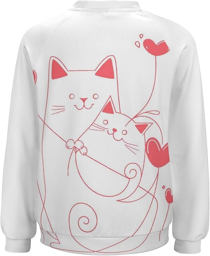 Long Sleeve Shirt Women Fall Cat Print Funny Hide Belly Vacation Plus Size Ladies Hippie Dressy Sweaters