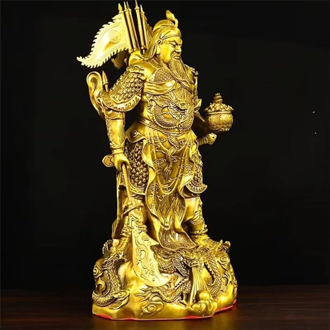 burid Pure Copper Chinese Feng Shui Guan Gong Statue God of Wealth Home and Office Decoration Wu God of Wealth Guan Yu Statue Best Furnishings Gifts, 23*24*51CM，7.7KG