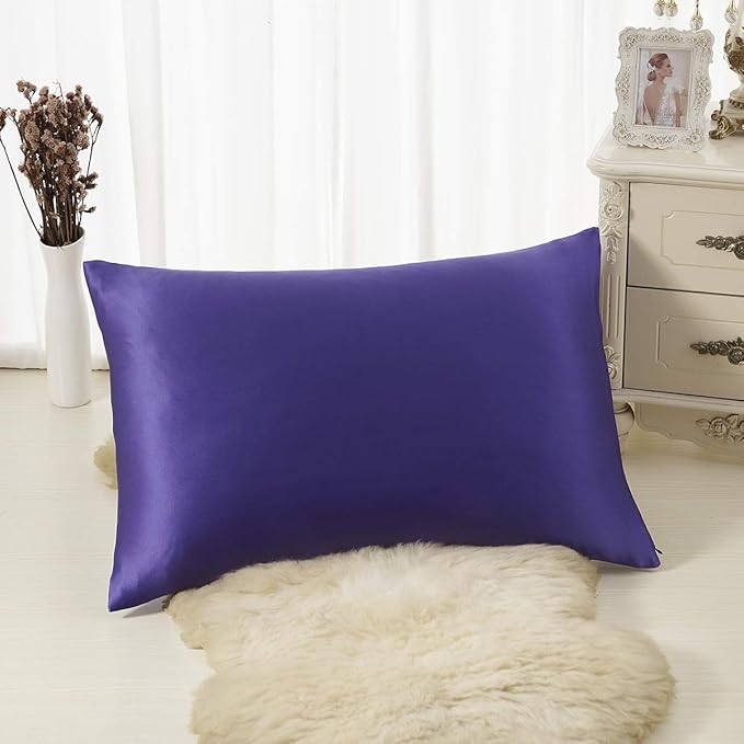ALASKA BEAR Silk Pillowcase 100 Percent Mulberry Silk, Queen (1, Vibrant Purple)