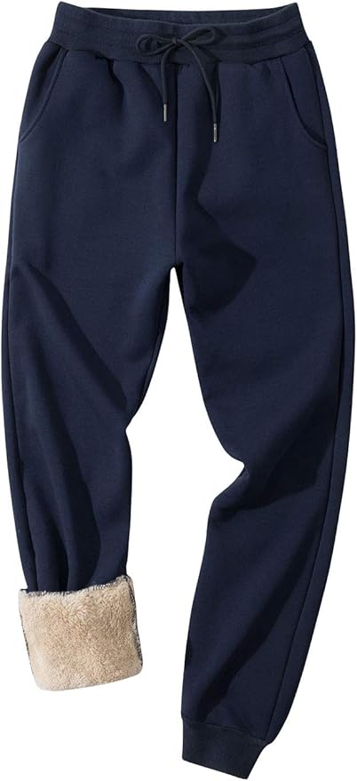 Gihuo Men's Winter Fleece Pants Sherpa Lined Sweatpants Active Running Jogger Pants