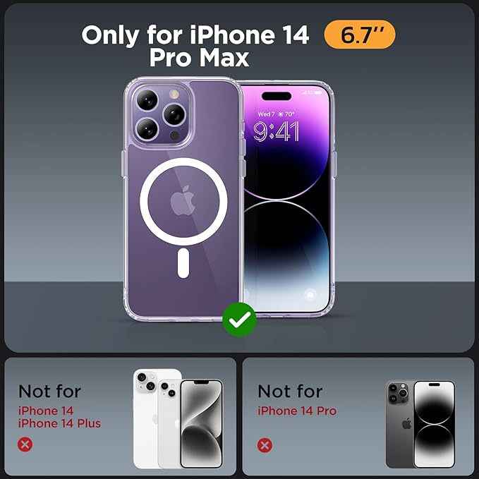 Miracase Magnetic for iPhone 14 Pro Max Case 6.7 inch (Compatible with MagSafe)（with 2X Screen Protectors） Military-Grade Protection, Anti-Fingerprint Translucent Matte Phone Case Cover, Clear