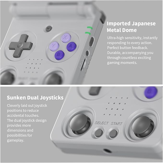 RG34XXSP Retro Handheld Game Console RG34XX SP Retro Gaming Console with 64G Preloaded 5000+ Games,3300 mAh Battey, Portable Pocket Arcade Support 30+ Simulators 5G WiFi Bluetooth HD Gray