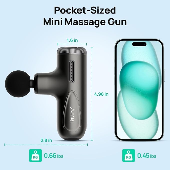 Super Mini Massage Gun Deep Tissue with 4-10mm Adjustable Amplitude, Portable Handheld Electric Back Massager for Neck Shoulder Pain Relief, Quiet for Home Gym, Perfect for Men & Women, Dark Gray